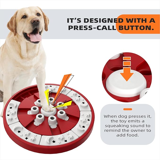 Dog Puzzle Toy Dogs Brain Mental Stimulation Mentally Stimulating Puzzles Feeder Toys Puppy Treat Food Dispenser Advanced Level 2 in 1 Game for Small/Medium/Large Aggressive Chewers Breed Red A
