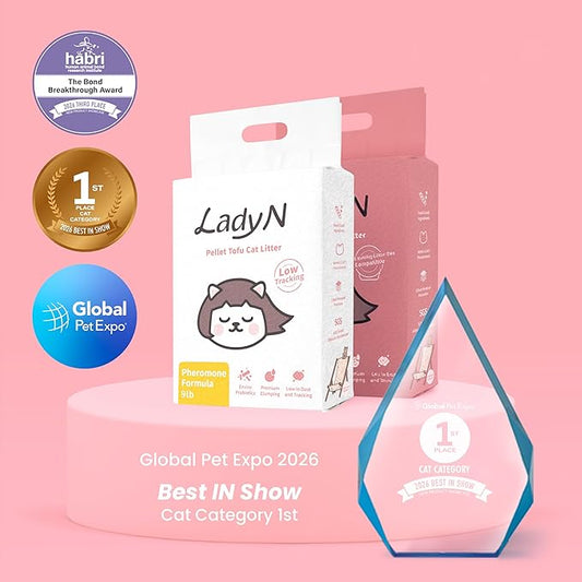 Lady N Cat Attract Tofu Litter – Natural Attractant Formula for Litter Box Training, Calming Pheromone for Multi-Cat Homes, Classic Pellet Shape for Standard Litter Box, 18lb