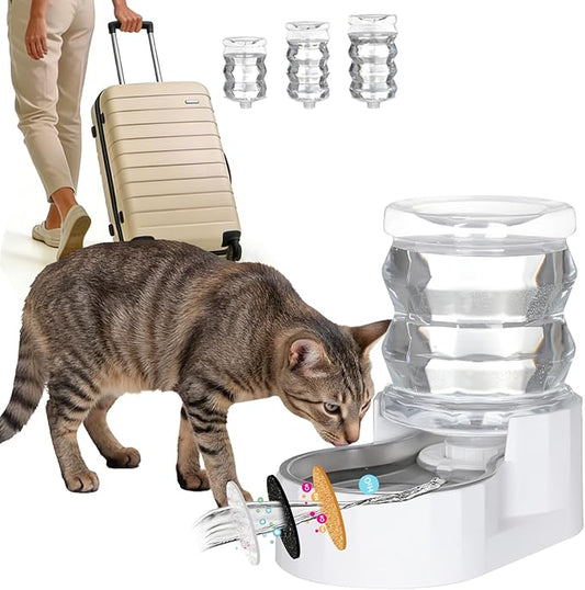 RIZZARI Pet Water Bowl Dispenser: 4L Automatic Stainless Steel Feeder with Activated Carbon Ion Exchange System - Remove Odor/Soften Water - Prevent Urinary Stones for Cats and Dogs - Living Room Nook