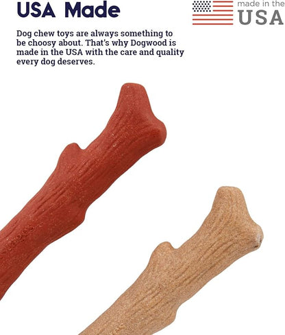 Pupstages Dogwood Mesquite Dog Chew Toy – Real-Wood Blend, Moderate Chewers, Medium, 7.5", 2-Pack (Natural & Mesquite Flavors)