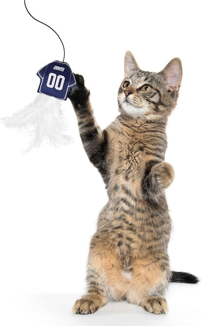 NFL New York Giants Team Jersey Wand with CAT NIP, Cat Toy Jersey Shaped Plush Teaser Toy for Cats & Kittens - Interactive Pet Toy for Play & Exercise
