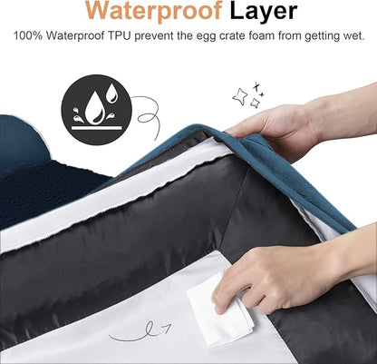 Medium Dog Bed Orthopedic Washable: Beds Bolster Medium Sized Dogs Bed Egg Crate Foam Couch Sofa Waterproof with Removable Cover - Navy Blue