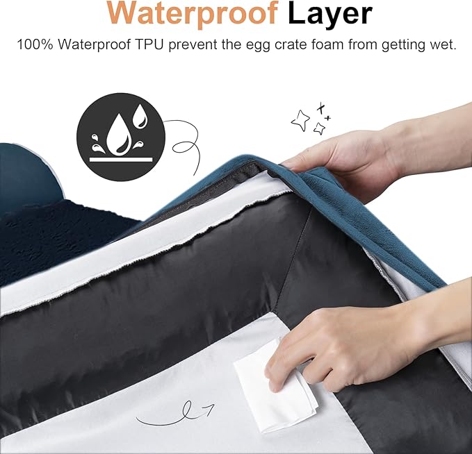 Large Dog Bed Orthopedic Washable: Beds Bolster XL Bed Big XLarge Dogs Memory Foam Couch Sofa Waterproof with Removable Cover - Navy Blue