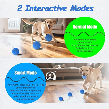 Interactive Dog Ball Toy, Automatic Motion Activated Smart Rolling & Bouncing Ball, USB Rechargeable Durable E-TPU Material Pet Toy for Small Medium Large Dogs, Boredom Relief & Exercise -- Blue