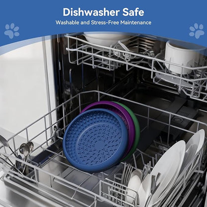 Dog Lick Bowl, BPA-Free Silicone Slow Feeder Lick Mat for Small and Medium Dogs, Non-Slip & Dishwasher Safe (Dark Blue,L)