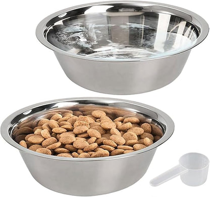 kathson 2 Pack Stainless Steel Dog Bowls, Dog Water and Food Bowl Set, Metal Puppy Bowls, Pet Dishes for Small Dogs and Cats