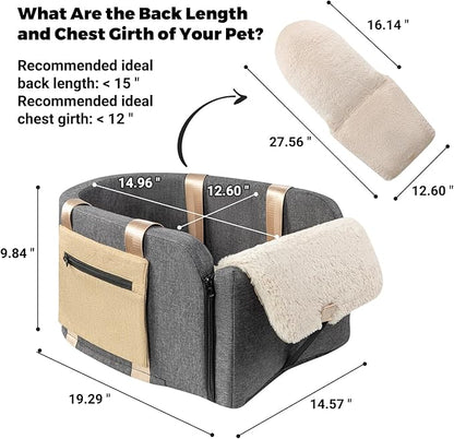 Large Console Dog Car Seat - Truck Dog Booster Seats for Big Console Vehicles Large Space for Dogs UP to 18lbs, Pretty Sturdy Pet Car Seat Designed for Pickup and Trucks