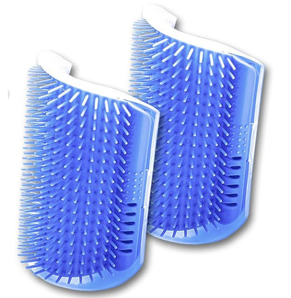 Cat Self Groomer – Wall Corner Grooming Brushes for Cats and Small Pets – Soft Silicone Massage Brush for Shedding Control and Face Rubbing (Dark Blue)