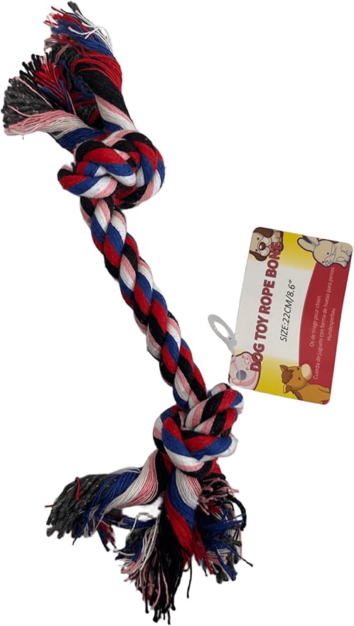 10 Pack 8.6 in Knotted Dog Rope Toy, Durable Cotton Rope Bone for Chewing and Play, Assorted Colors, Fun and Engaging for Dogs, Great for Tugging, Fetching, Promoting Dental Health, Red