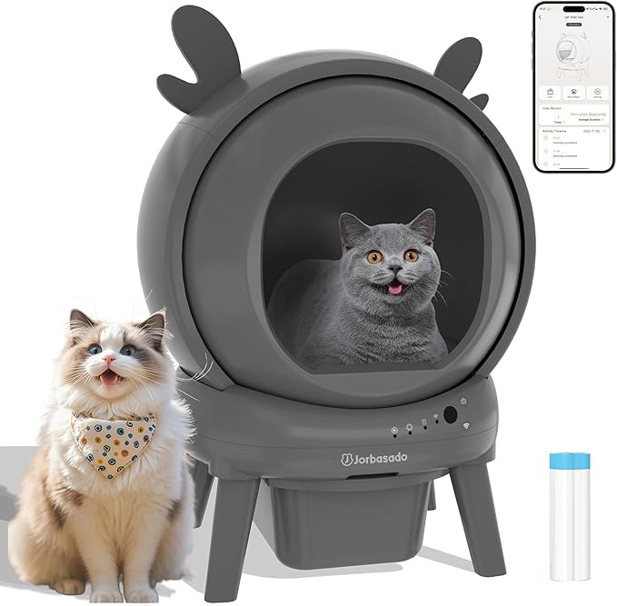 Automatic Cat Litter Box Self Cleaning Litter Box for Multiple Cats, Large Capacity App Control with Dual Safety Protection, Removable Washable Liner