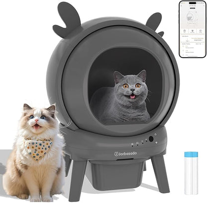 Automatic Cat Litter Box Self Cleaning Litter Box for Multiple Cats, Large Capacity App Control with Dual Safety Protection, Removable Washable Liner