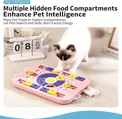 Interactive Dog Puzzle Toy & Slow Feeder, Enrichment Toy for IQ Training and Brain Stimulation, Mentally Stimulating Gift for Large, Medium, and Small Dogs (Pink)