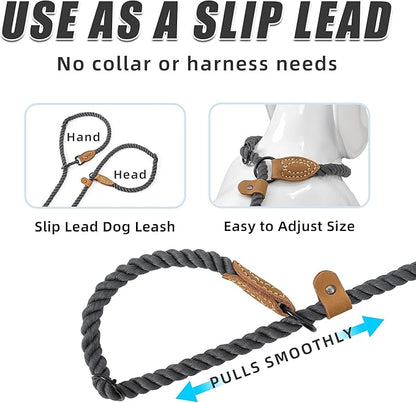 Mile High Life Hands Free Dog Leash, Crossbody Waist Leash with Genuine Leather Connection, Multifunctional Adjustable Slip Lead for Dog Walking Running (Blue Green, 8FT)