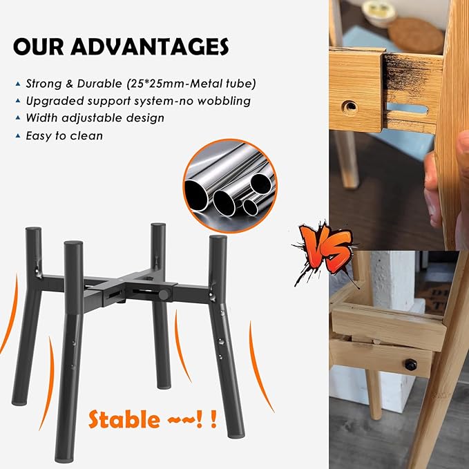 Adjustable Raised Dog Bowl Stand for 7-10.6" Diameter Food & Water Bowls - 11" Tall Elevated Feeder for Improved Comfort & Posture (Bowl Not Included)