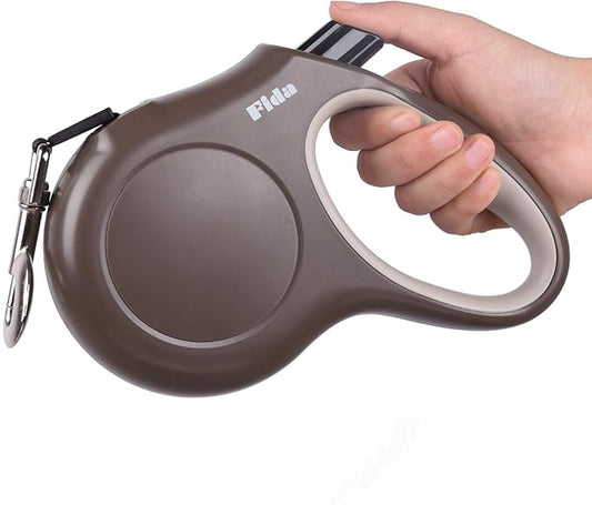Fida Retractable Dog Leash, 16ft Heavy Duty Pet Walking Leash for X-Small/Small/Medium/Large Dog or Cat up to 110 lbs, Tangle Free. One-Hand Brake (Large, Coffee)