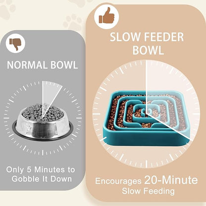 Slow Feeder Dog Bowls for Large Medium Dogs, Anti-Choking Slow Eating Maze Dog Food Bowl, Anti-Slip Slow Feeding Pet Puzzle Bowl,Green