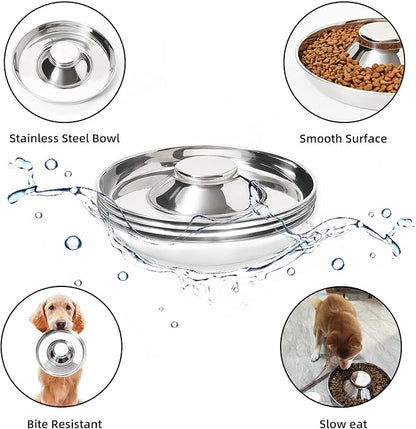 Stainless Steel Puppy Bowls, Set of 2 Puppy Feeder, Dog Food and Water Bowl, Food Feeding Weaning for Small Medium Large Dogs, Pets, M