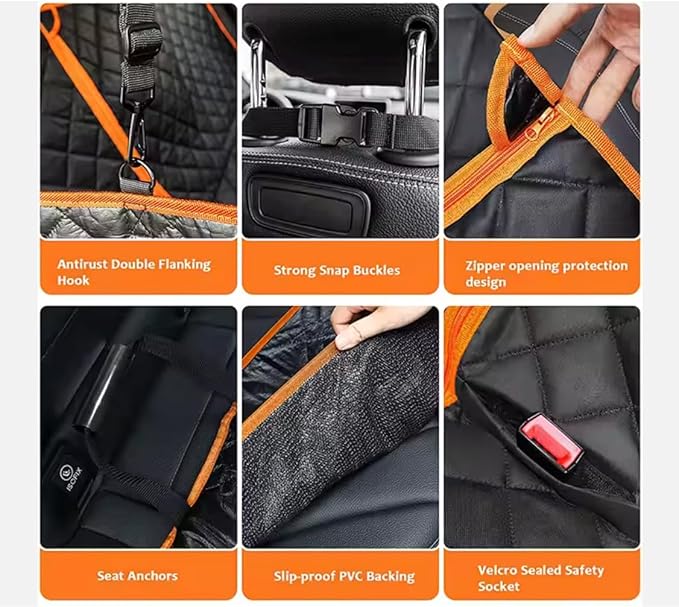 Dog Car Seat Cover | Pet Cover | Bed Back Seat Protector | Dog Barrier Puppy Accessories Waterproof, Scratchproof, Nonslip | Easy to Install Universal Fit for SUVs Trucks.