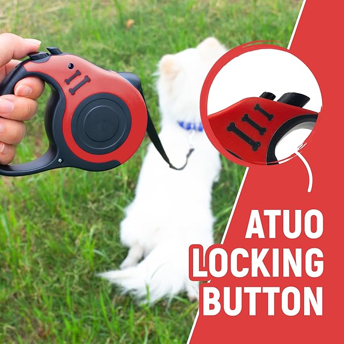 Retractable Dog Leash Automatic Telescopic Tractor Dog Tape, Pet Tape 10/16 FT Durable and Convenient, with Non-Slip Handle, Suitable for Small and Medium-Sized Dogs Red