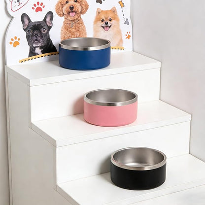 64oz Stainless Steel Dog Bowl with Non-Slip Base - Extra Large, Heavy Duty for Giant Breed Dogs, Dishwasher Safe Jumbo Food & Water Bowl (Black)