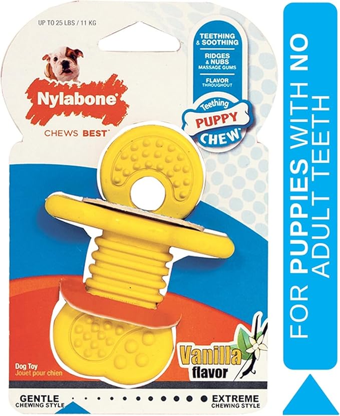 Nylabone Rubber Teether Puppy Chew Toy, Teething Toys for Puppies, Vanilla Flavor, Small - Up to 25 lbs, 1 Count