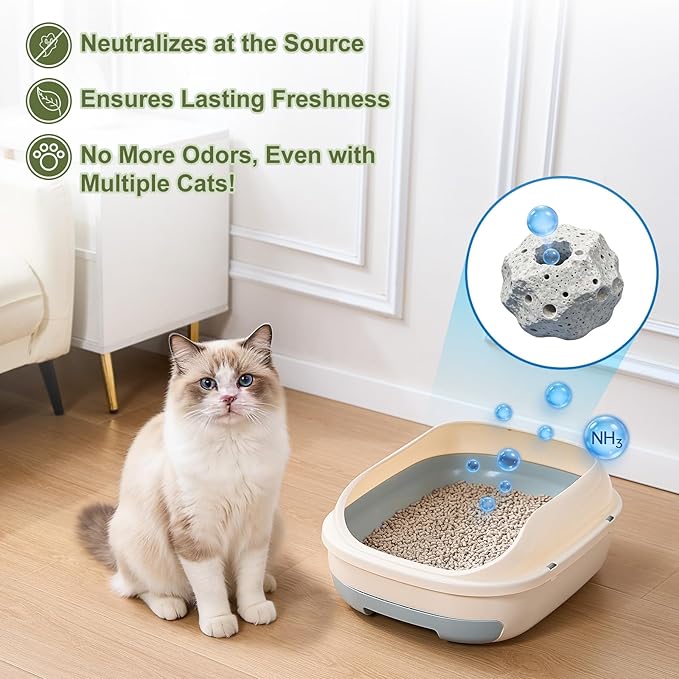 Cat Litter Pellets Exclusively for Double Layer Cat Litter Box, Super Odor Control Zeolite Litter, Non Clumping Cat Litter, Low-Tracking, Low Consumption, Unscented 3.6lb