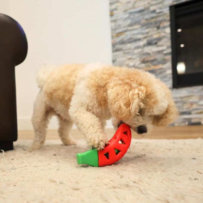 Steel Dog Treaters Chili Pepper, Dog Toy for Boredom and Stimulation, Treat Dispensing, Interactive Dog Puzzle Toys for Small, Medium, Large Breed