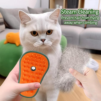 Mity rain Steamy 3-in-1 Cat Grooming Brush - Steam and Water for Deshedding, Cleaning Pets (Dogs/Cats), Green