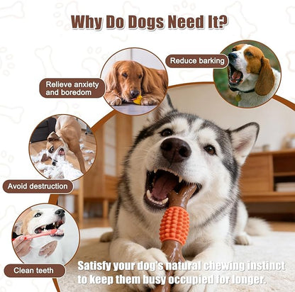 SCHITEC Dog Chew Toy for Aggressive Chewers, Tough Big Nylon & Rubber Teething Stick with Real Maple Wood Flavor for Large Medium Breed