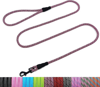 WYuZe 5ft Puppy/Dog Leash for Small Dogs, 1/4" Thin Rope Leash with Easy to Use Hook, Lightweight Leashes for Cat/Tiny Breed Walking Training, 10 Colors, Black Pink