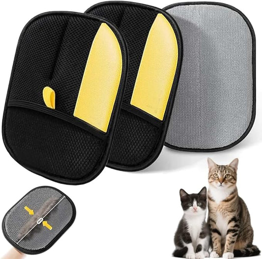 Pet Hair Removal Glove 3 Pack for Dogs & Cats, Reusable Electrostatic Grooming Mitt, 5-Finger Pet Hair Remover for Furniture, Couch, Carpet, Clothes & Car Seat