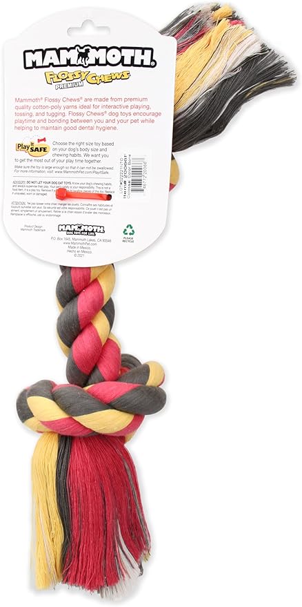 Mammoth Pet Products Flossy Chews Color Rope Bone-Premium Cotton-poly Rope Toy for Dogs-Bone Dog Rope Toy-Interactive Dog Tug Toy-Tug Dog Chew Toy for Large-X-Large Dogs-Colossal 19”,beige(20066F)