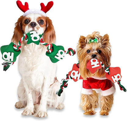 Christmas Dog Toys Rope Set – Festive Star Design Dog Toy for Puppies, Durable Rope Toys for Dogs, Perfect Dog