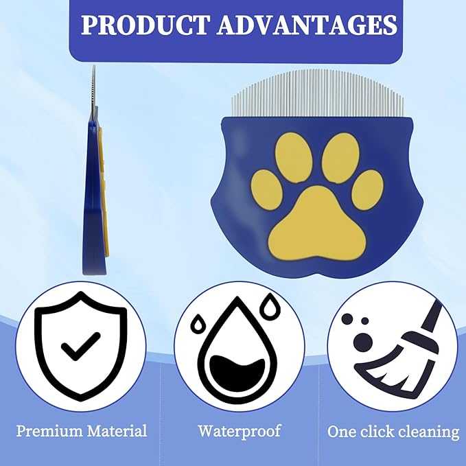 Professional Eye Comb for Cats & Dogs,2.56×2.55 In Blue Arc Stainless Steel Dog Eye Booger Comb,Portable Eye Gunk Removal Grooming Tool for Fur Debris Dirt,Gentle Round-Head Grooming Tool