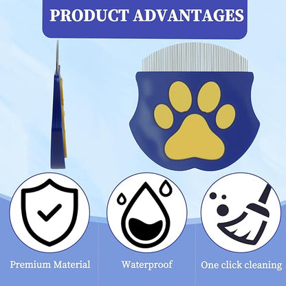 Professional Eye Comb for Cats & Dogs,2.56×2.55 In Blue Arc Stainless Steel Dog Eye Booger Comb,Portable Eye Gunk Removal Grooming Tool for Fur Debris Dirt,Gentle Round-Head Grooming Tool