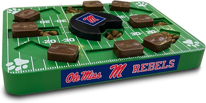 Pets First NCAA Mississippi OLE Miss Rebels Puzzle Toy, Puzzle Treat Dog Toy, Interactive Dog Treat Toy, Dog Puzzle