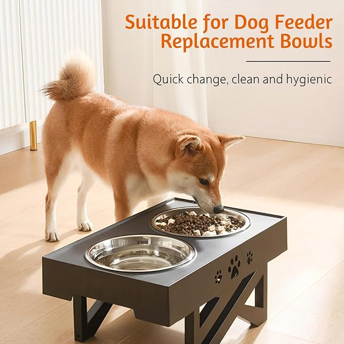 kathson 6 PCS Stainless Steel Dog Bowls, Replacement Metal Pet Puppy Food Water Bowl Set Suit for Indoor, Travel, Kennel, Dog Feeding Dishes for Small, Medium, Large Dogs, Dishwasher Safe (6.9 Inch)