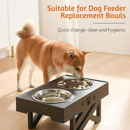 kathson 6 PCS Stainless Steel Dog Bowls, Replacement Metal Pet Puppy Food Water Bowl Set Suit for Indoor, Travel, Kennel, Dog Feeding Dishes for Small, Medium, Large Dogs, Dishwasher Safe (6.9 Inch)
