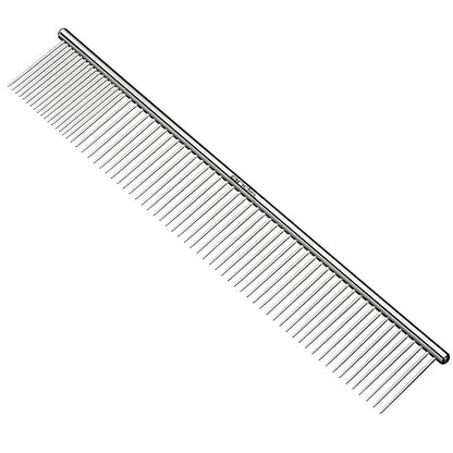 Andis 65725 Stainless-Steel Comb for Knots, Mats & Loose Hair Removal - Effective Dematting Tool Comfortable, Lightweight, Portable & Safe for Dogs, Cats & Pets – Silver, 10-Inch