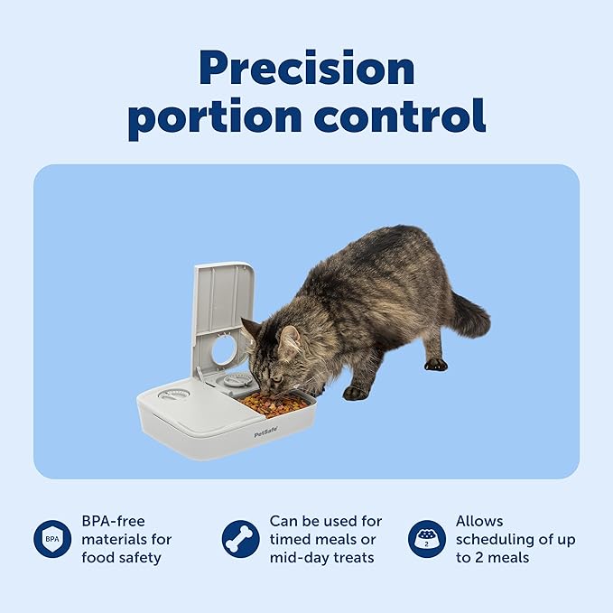 PetSafe Analog 2 Meal Programmable Pet Feeder, Automatic Dog and Cat Feeder - Dry or Semi-Moist Pet Food Dispenser, Slow Feed Portion Control (3 Cup/16 Ounce Total Capacity), Tamper-Resistant Design