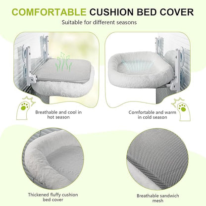 Cat Window Perch, Cordless Cat Hammock, Foldable Cats Window Bed for Large Cats with 4 Strong Suction Cups, Solid Metal Frame and Removable Cushion Bed Cover