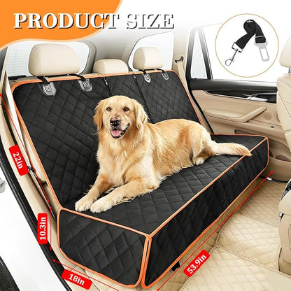 Dog Car Back Seat Cover, Waterproof Scratch-Resistant 600D Heavy Duty Vehicle Pet Bench Seat Protector, Non Slip Automotive Interior Backseat Cushions, Universal for SUV Sedan Truck (Orange)