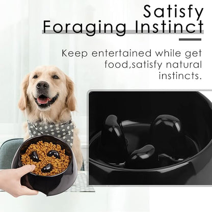 Super Design Slow Feeder Dog Bowl, Melamine, 1.5 Cup, Black, 8.6 x 8.4 x 2.7 in, 1.39 Pounds