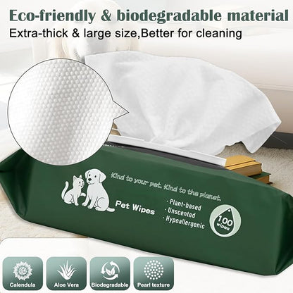 Unscented Pet Wipes for Dogs and Cats (400 Count) - Hypoallergenic Biodegradable Grooming Wipes for Cleaning Paws, Face, Body & Fur - Gentle Deodorizing Dog Wipes & Cat Wipes for Daily Use