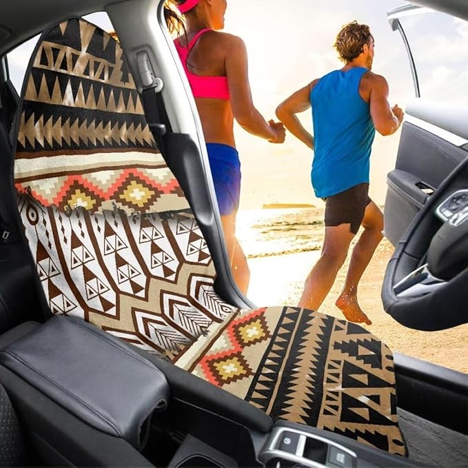 Coldinair Native Aztec Geometric Waterproof Towel Car Seat Cover Front Seats Only for Post,Sports for Workout,Beach,Hiking,Non-Slip Bucket Seat Protector Universal Fits for Cars,Van,Truck,SUV,Sedan