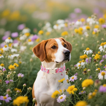 Unique style paws Dog Collar Plastic Buckle with Pendant Puppy Collar for Spring Summer Purple Flower for Small Medium Large Boys Girls Dogs