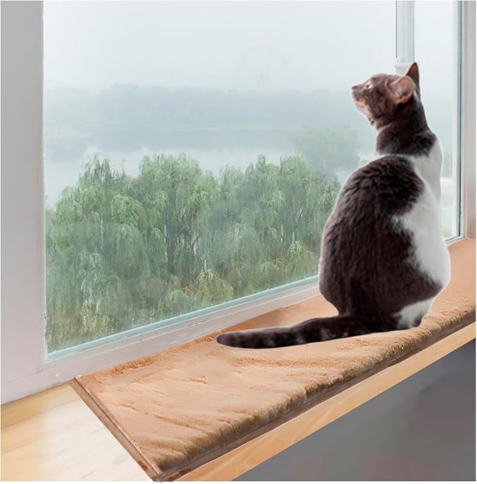 Soft Cat Window Sill Dog Pad Perch,Fluffy Windowsill Dog Pet Mat Pillow Seat Bed, Cat Pet Cushion for Window Sill Mat (Coffee, 12"x35")