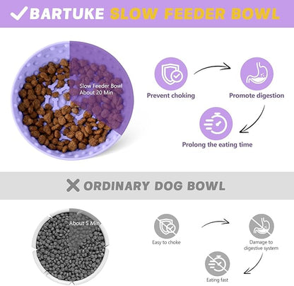 Dog Lick Bowl, Slow Feeder Dog Bowl Licking Mat for Small to Large Dogs, BPA-Free Non-Slip Silicone Slow Feeder Treat Dispenser for Anxiety Relief, Freezer & Dishwasher Safe(Purple, 8.3"x2.6")