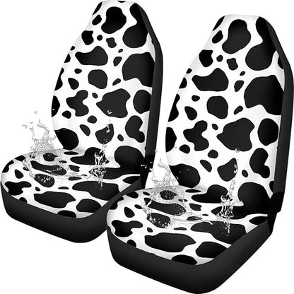 Cow Print Car Seat Covers Waterproof Car Seat Covers Full Set of 2 Easy Installation Breathable Front Seat Cover Cars Accessories Suitable for Cars, SUV and Trucks
