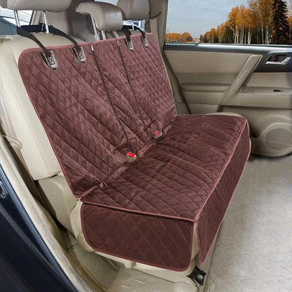 ANOSOSPECIAL Dog Car Seat Cover for Back Seat Cover for Kids,Non Stick Fur Rear Seat Protector for Pet,Nonslip Waterproof Universal Fit Interior Backseat Covers for Auto Van SUV (Large, Coffee Brown)